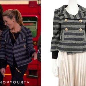 Smythe Grey Stripe Double Breasted Jacket Coat size 4